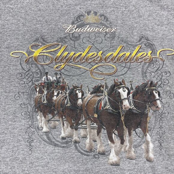 Budweiser Clydesdale T Shirt Gray Short Sleeve Men’s Graphic Print Size Medium - Picture 3 of 5
